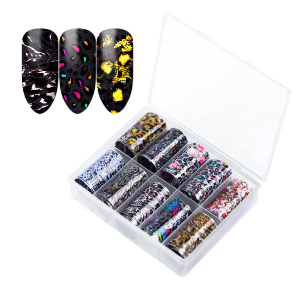 JUSTNAILS Transferfolien Box Tier Leopard Muster Set - 2