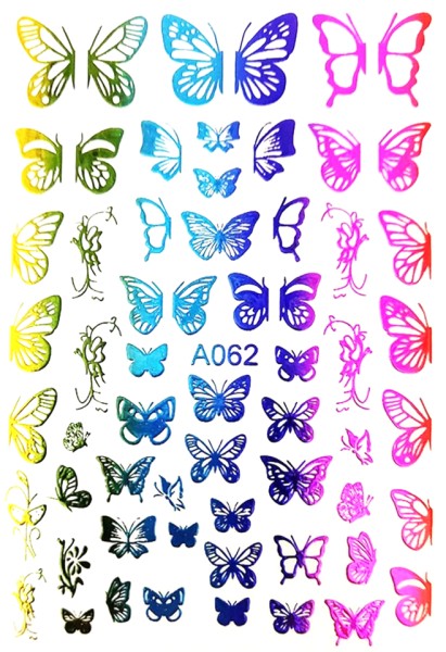 JUSTNAILS Sticker Butterfly Metallic Rainbow 062 *Abverkauf