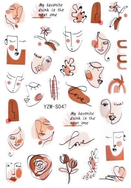 JUSTNAILS Sticker Minimalistic Faces 047